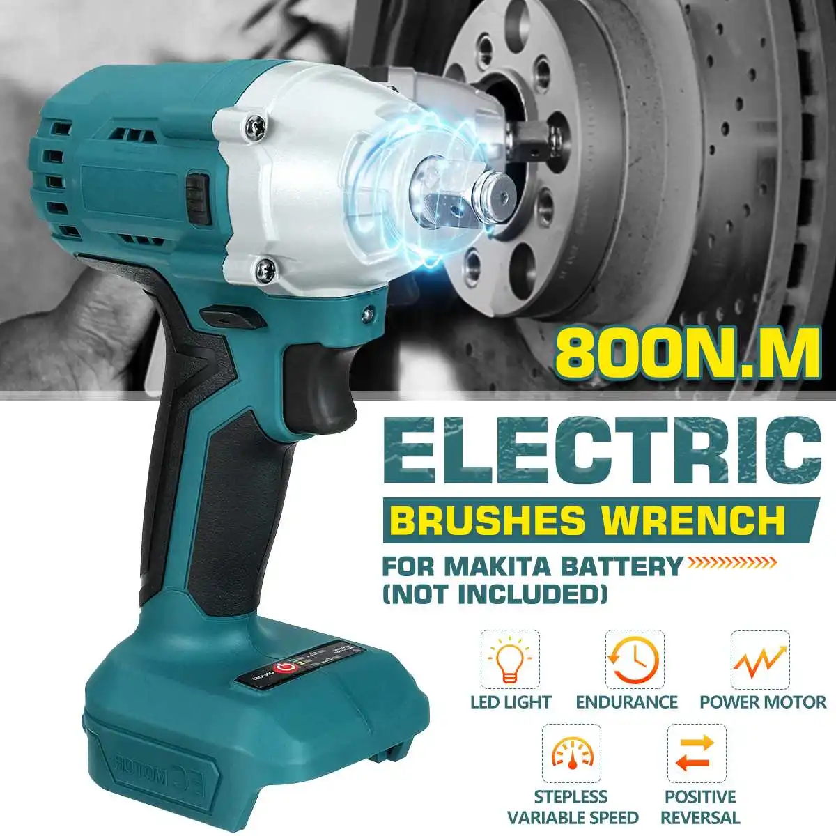 18V 800N m Brushless Impact Electric Wrench Screwdriver Rechargeable 1 2 Socket Wrench Power Tools Cordless