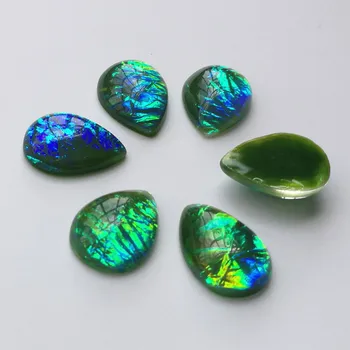 

100 Pieces/lot 13x18mm Green Color Tea Drop Shape Resin Stone Flat Back beads Jewelry Finding Resin Beads Wholesale
