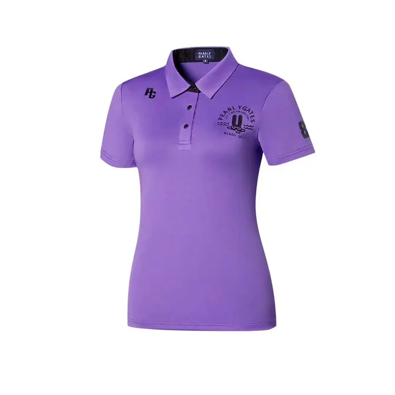 new women's golf apparel PG sunmmer golf short sleeve t-shirt Moisture-wicking anti-ultraviolet golf T-shirt free shipping - Цвет: Фиолетовый