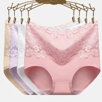 

New High Waist Lace Panties Women Sexy Briefs Body Shaping Briefs Cotton Underwear Girls Slimming Underpants Safety Short Pants