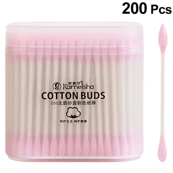 

200pcs Frosted Box-packed Makeup Cotton Buds Multipurpose Double-Head Swabs Cleaning Tool (Pink)