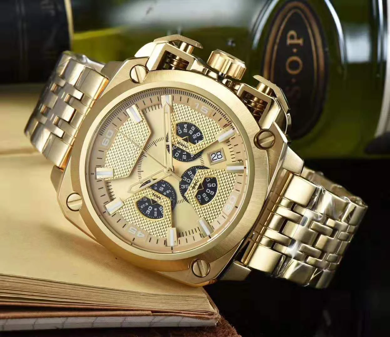 

Men's Watches Luxury Brand Design Fully Functional Full Stainless Steel Quartz Watches Male Wristwatch Relogio Dourado Masculino