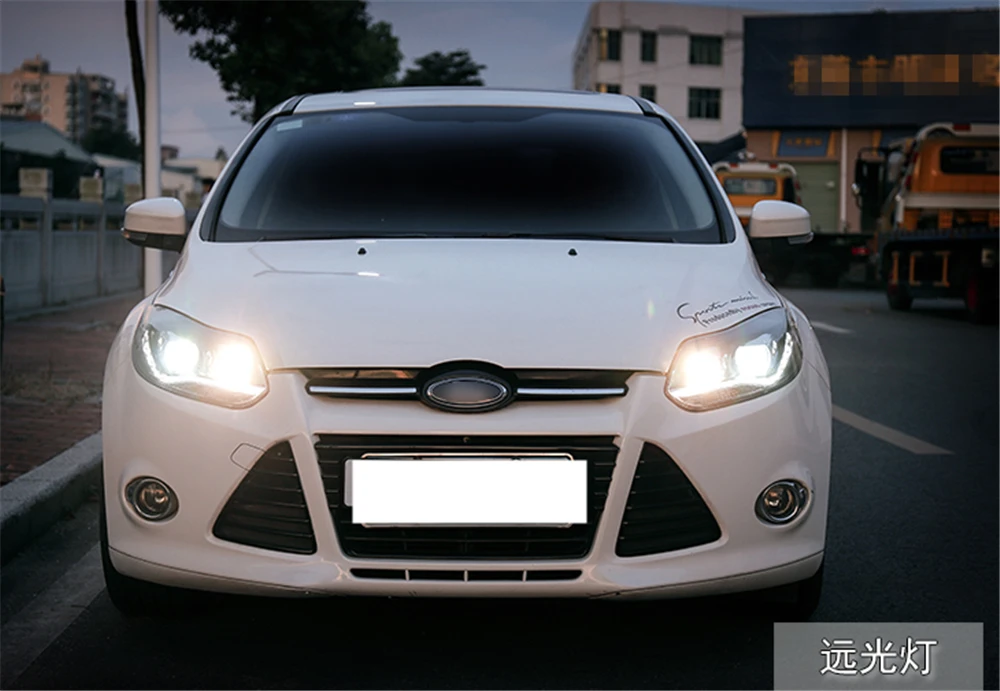 2 шт. светодиодный головной фонарь для Ford Focus 3 фары 2012 2013 Европа светодиодный направляющий свет drl H7 hid Биксеноновые двойные линзы ближнего света