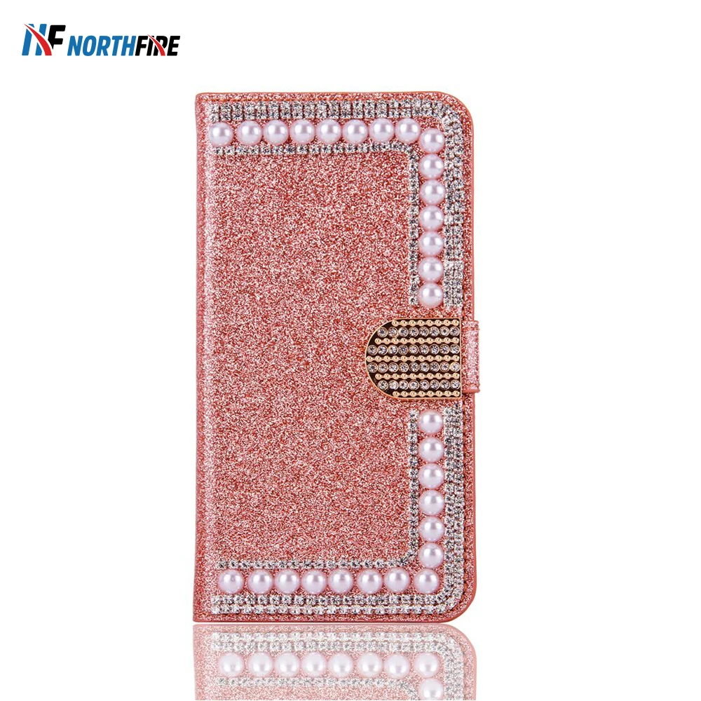 NORTHFIRE PU Leather Phone Case For Samsung Galaxy A6 A8 A9 A10 A70 A50 2018 Glitter pearl Note 8 9 M20 Cover | Мобильные телефоны