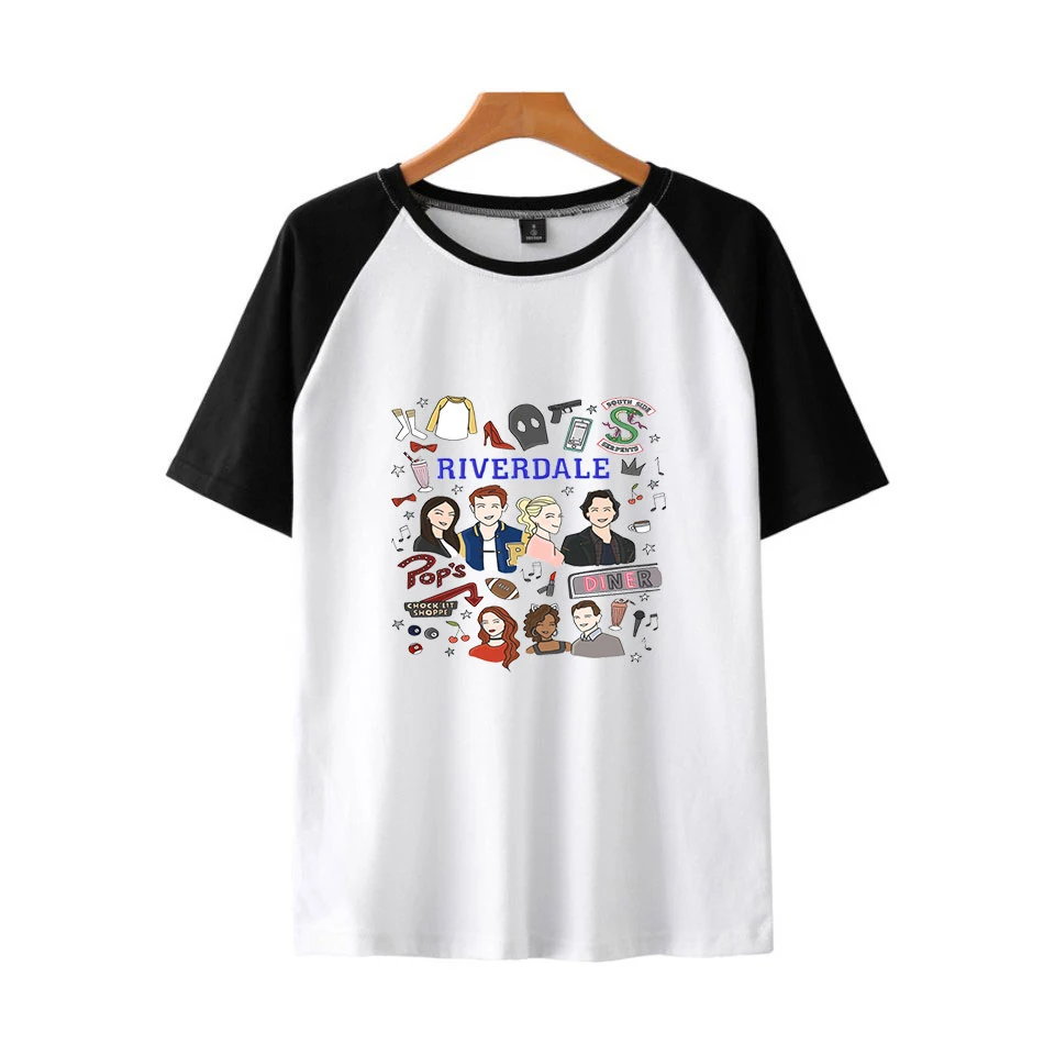 Cool  River Valley Town splice Tshirt Streetwear Men Summer Fashion  T-shirt Casual Cartoon Print male tops  T Shirt