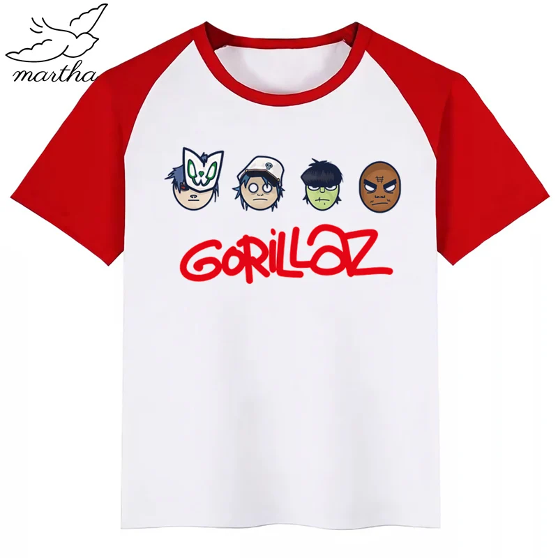 RedE BoysGirls Gorillaz/футболка с принтом героев мультфильмов; детская забавная одежда; детская летняя футболка с короткими рукавами для малышей - Цвет: RedE