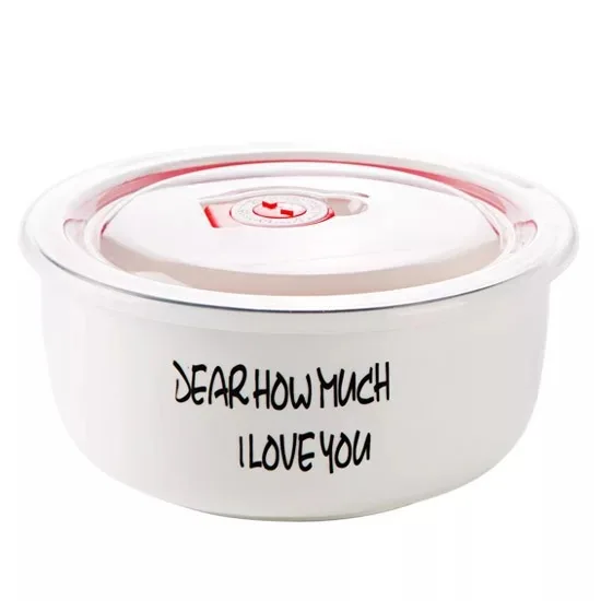 DEARHOWMUCH ILOVEYOU Герметичный керамический Салат чаша для микроволновой печи миска с подогревом для завтрака Крупы чаша мгновенно лапша, рис суп кухонные чаши посуда - Цвет: DEARHOWMUCH ILOVEYOU