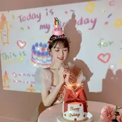 Projecteur de cadeau d'anniversaire pour fille, lumière d'ambiance pour amoureux de Selfie, décoration de fête la plus chaude, arrière plan mural, accessoires Photo sur INS 