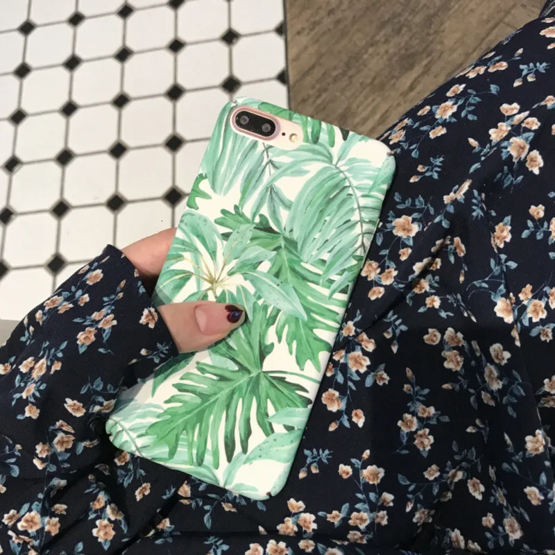Простой Чехол для мобильного телефона с зеленым листом iPhone X XS XR XSMax 8 7 6 6S PluS