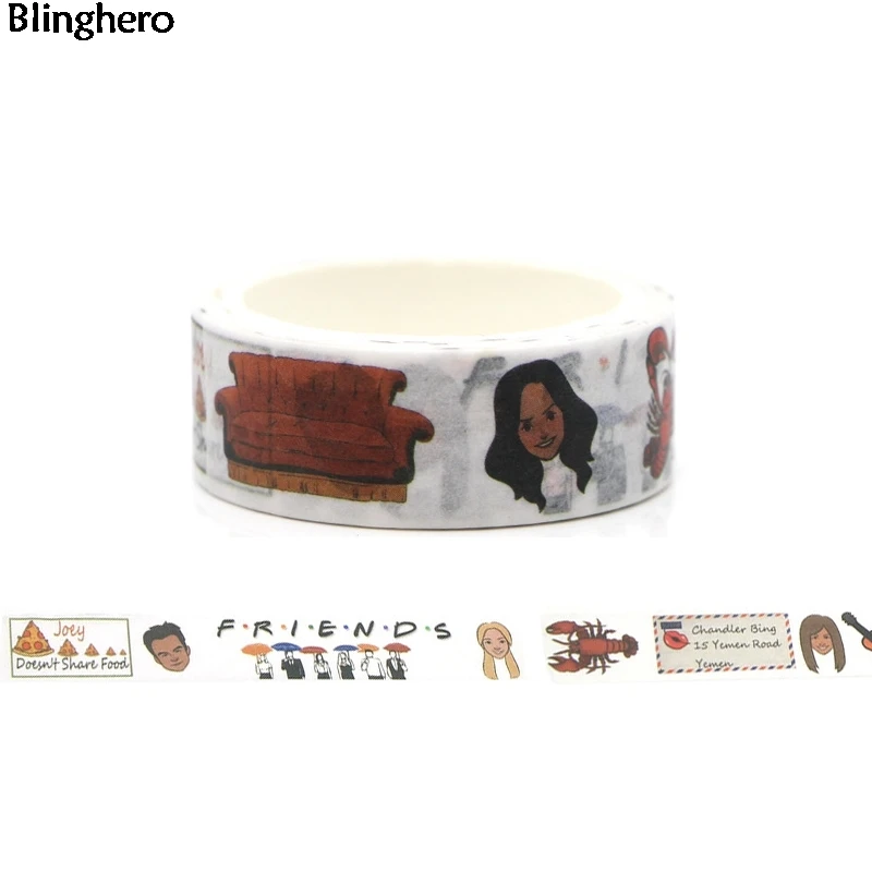 Blinghero Friends 15 мм X 5 м декоративные из рисовой бумаги лента смешная клейкая лента рукоделие изоляционная лента для печати Скрапбукинг стикер BH0003