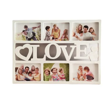 

Durable Lovely Hollow Love Wooden Family Photo Picture Frame Wholesale Rahmen White Base Art Home Decor Six 6 inch Pictures