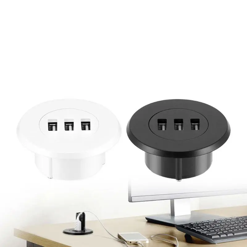 3 Ports USB 2 0 Hub 5cm Grommet Hole In Desk Mounting USB 2 0 Hub 2