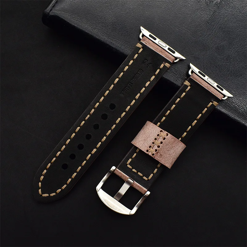 Кожаный мужской ремешок для apple watch 42 мм 44 мм correa для iwatch apple watch band Series 5 4 3 2 1 cinturino Sports& Edition
