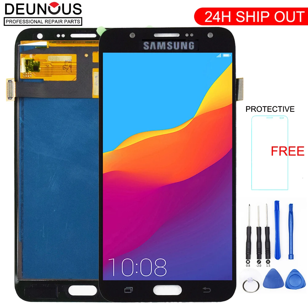 

Tested Brightness Control Display For Samsung Galaxy J7 2015 J700 J700F J700H Screen Touch Digitizer Assembly LCD Replacement