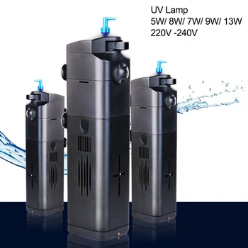 

220V Fish Tank Aquarium Filter Sterilizer 13W UV 5/8 Powerful Disinfection Lamp Water Circulation Propeller Filter Sterilizer