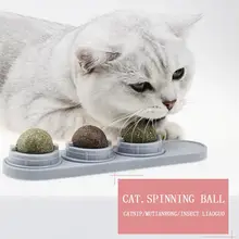 3 шт./лот здоровый корм для кошек кошачья мята мяч игрушки самоклеящаяся вращающийся шар игрушка для кошки котята настенное крепление молярная грызунок