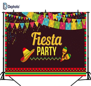 

DePhoto Fiesta Pictorial Cloth Mexico Stripes Cinco de Mayo Backdrop for Party Decoration Studio Photography Background CM03