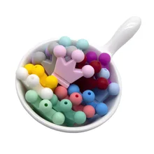Mini anneau de dentition en couronne pour bébé, 10 pièces, perles de sucette, accessoires de bricolage, chaîne sans BPA, à mâcher, doux, produit pour bébé