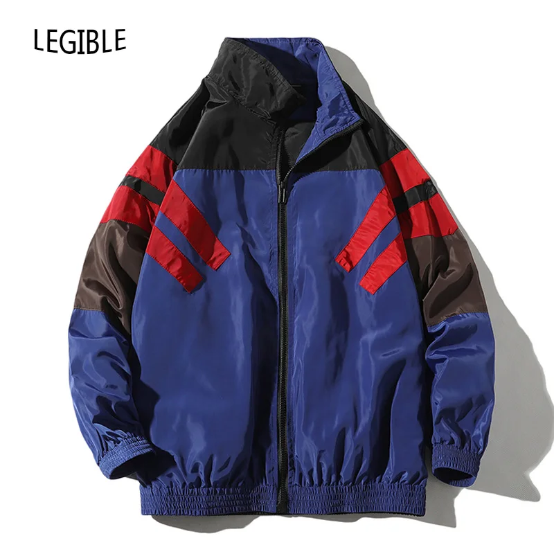 

Hip Hop Patchwork Jacket Men Autumn Loose Mens Jackets and Coats Pocket Streetwear Men Jackets Men Clothes 2019