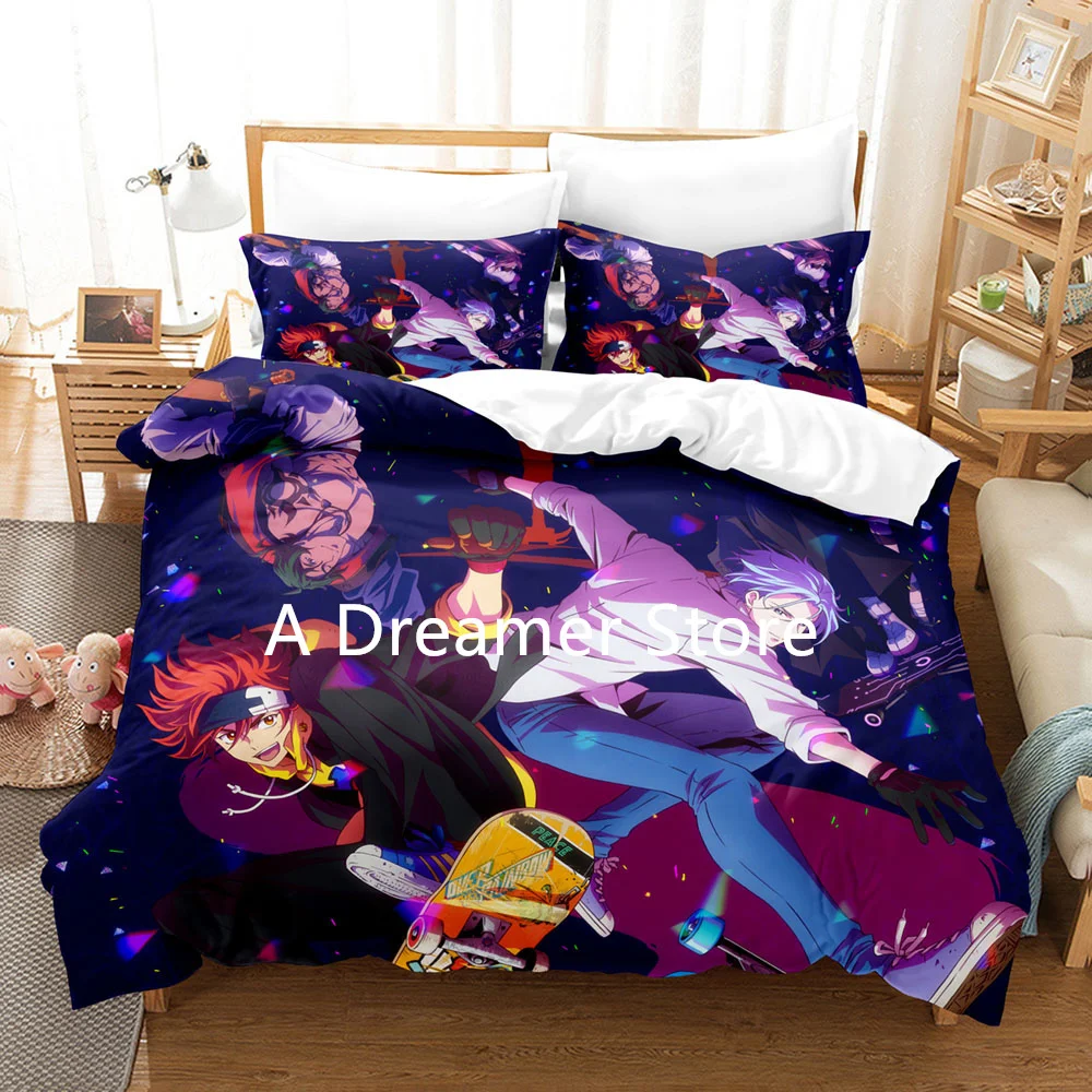 Skateboard Anime Bedding Set SK8 The Infinity Duvet Cover Boys Game Skateboard Printed Bedding Decoration Bedclothes Home