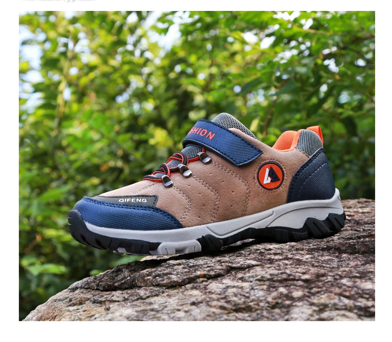 Kids Sneakers Outdoor Waterproof Hiking Shoes Comfortable Non-slip Casual Shoes For Boys Leather Warm Sport Shoes Autumn Winter