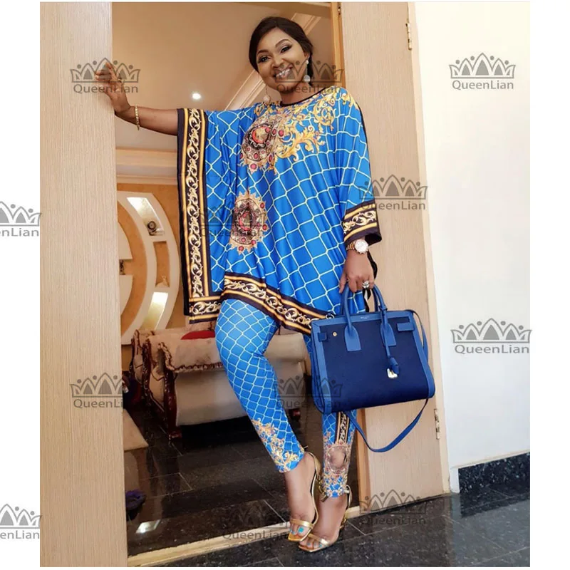 africa dress 2 Piece Set Africa Clothes African Dashiki New Dashiki Fashion Suit (Top And Trousers) Super Elastic Party Plus Size For Lady african fashion style