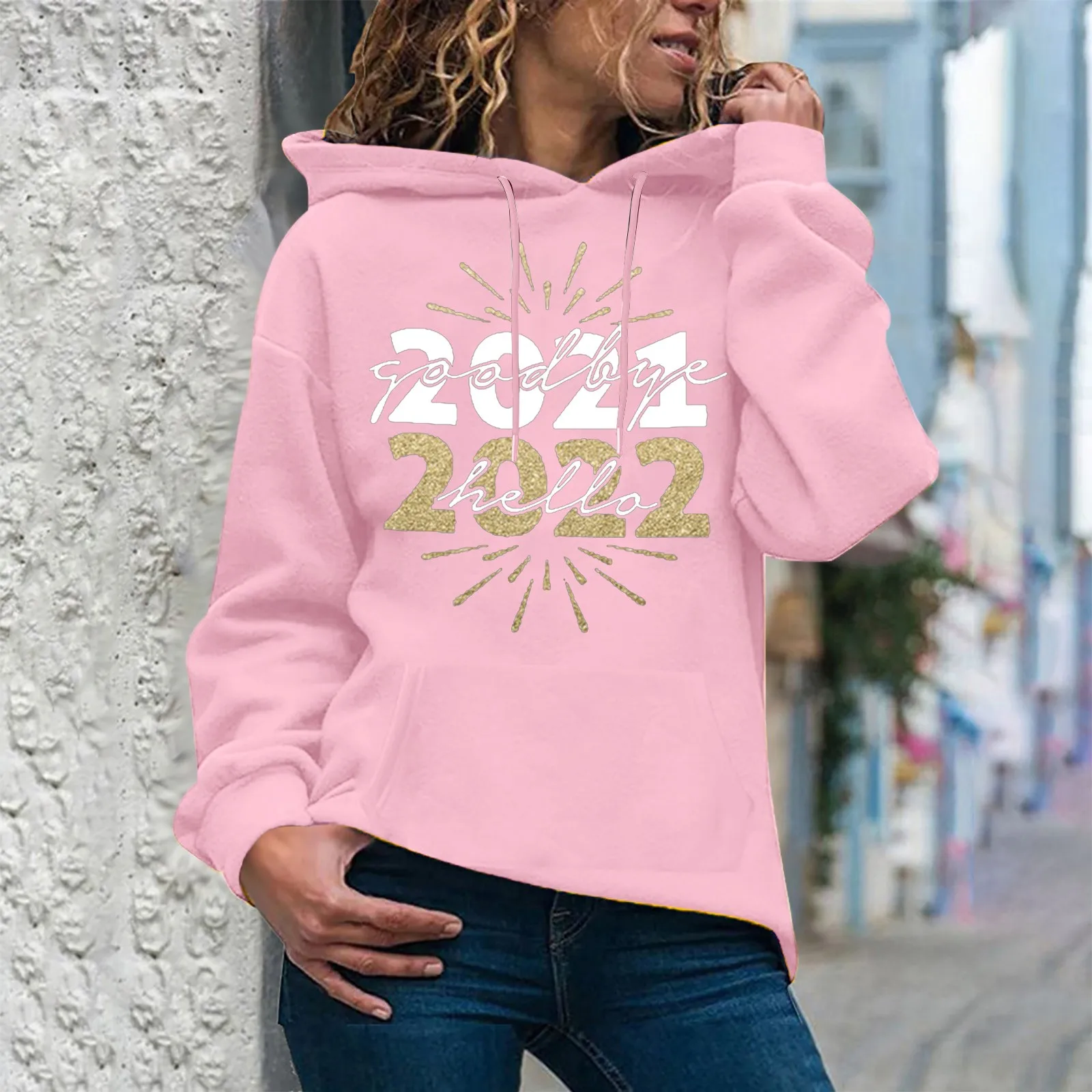 Sudaderas con capucha para mujer, ropa deportiva con estampado de Año Nuevo, jersey de moda para otoño invierno, 2021 _ - AliExpress Mobile