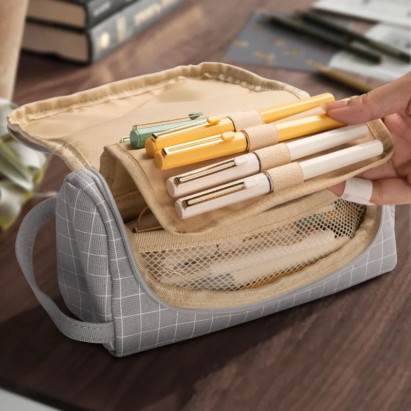 

Creative Canvas Large Capacity And Multiple Colour Pencil Caseï¼Œ School Pen Case Supplies Pencil Bag Pencils Pouch Stationeryã€‚