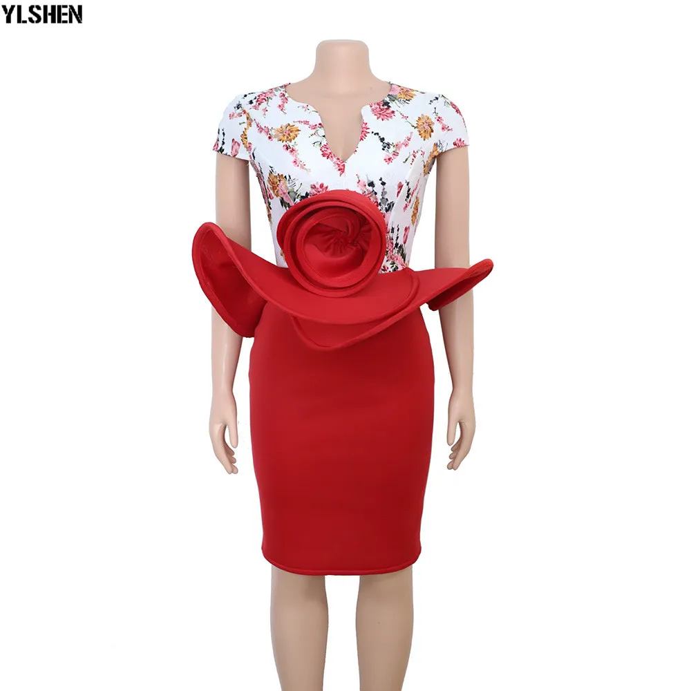 African Dresses For Women African Clothes Africa Dress Print Dashiki Ladies Clothing Handmade Flower Ankara Grown African Dress 04