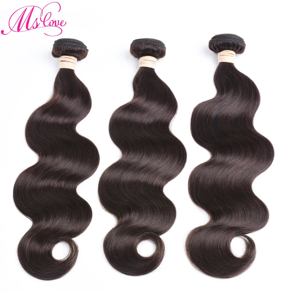  Ms Love #2 #4 Brown Body Wave Hair Bundles #1 Jet Black 1 2 3 4 piece Brazilian Human Non-Remy Hair