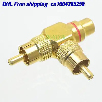 DHL 50 шт. 1 пара 2 шт. конверсионный адаптер RCA Женский на два 2x RCA мужской T Тип Красный Черный адаптер 22cs