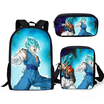 

Dragon Ball/Son Goku Print 16 Inch School Bags for Teenage Boys Kids Backpack Fashion 3 PCS/SET Mochila Children Bookbags