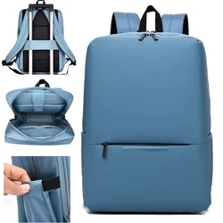 Bolsa para portátil 14 Polegada multi bolso mochila escola saco de cor sólida mochila de viagem masculino casual negócios mochila