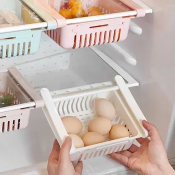 

Adjustable Stretchable Refrigerator Organizer Drawer Basket Refrigerator Pull-out Drawers Fresh Spacer Layer Storage Rack#30