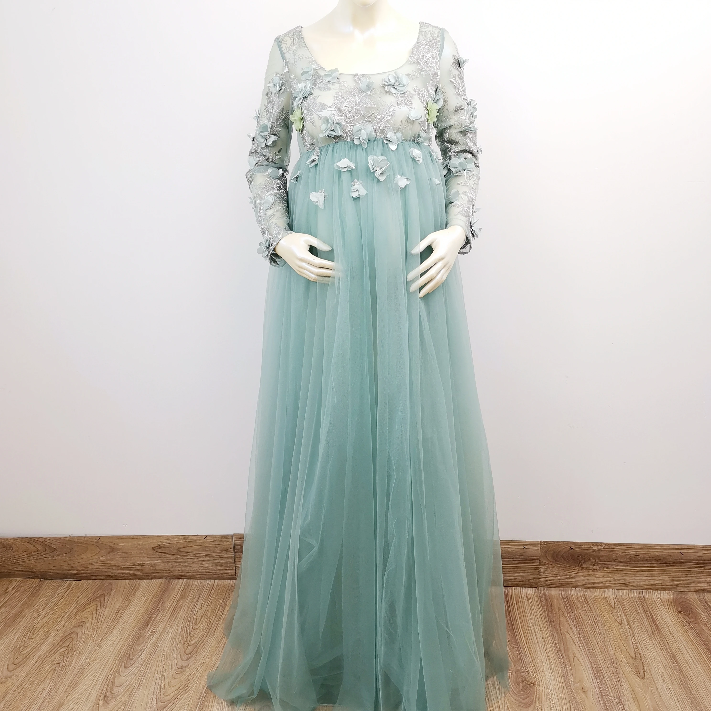 Soft Tulle Embroidery Floral Maternity Gown Long Sleeves Pregnancy Dress For Photography Accessories Baby Shower Gift Clothing Aliexpress
