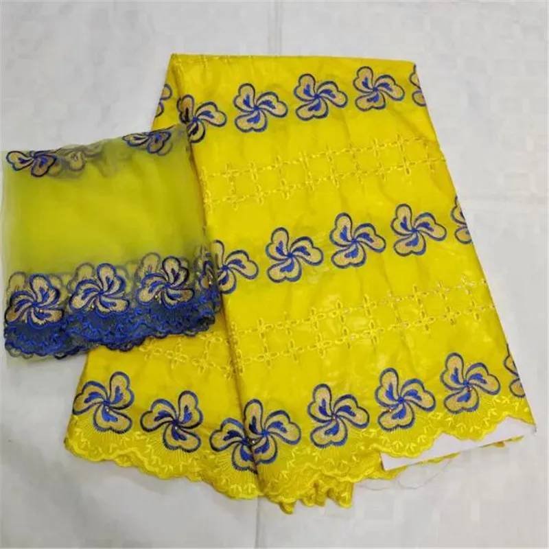 Африканский красивый головной убор последний французский хлопок парча Базен riche нигерийская ткань с кружевной вышивкой синий 5+ 2ya-BYE30