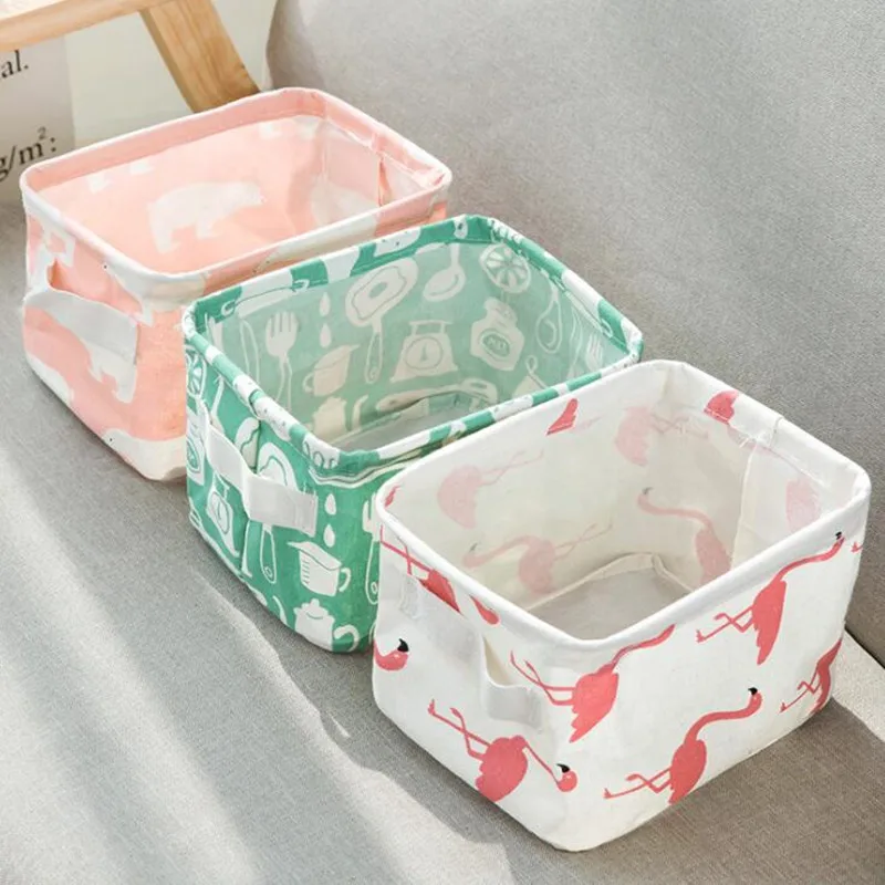 

Desktop Storage Basket Sundries Underwear Toy Storage Box Cosmetic Book Organizer Portable Fabric Storage Basket Box Container