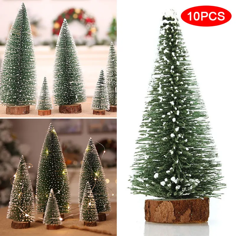 

Xmas Tree Santa Tree Plastic 10pcs Christmas Tree Ornament Home Sisal Bottle Brush Tabletop Artificial Beautiful