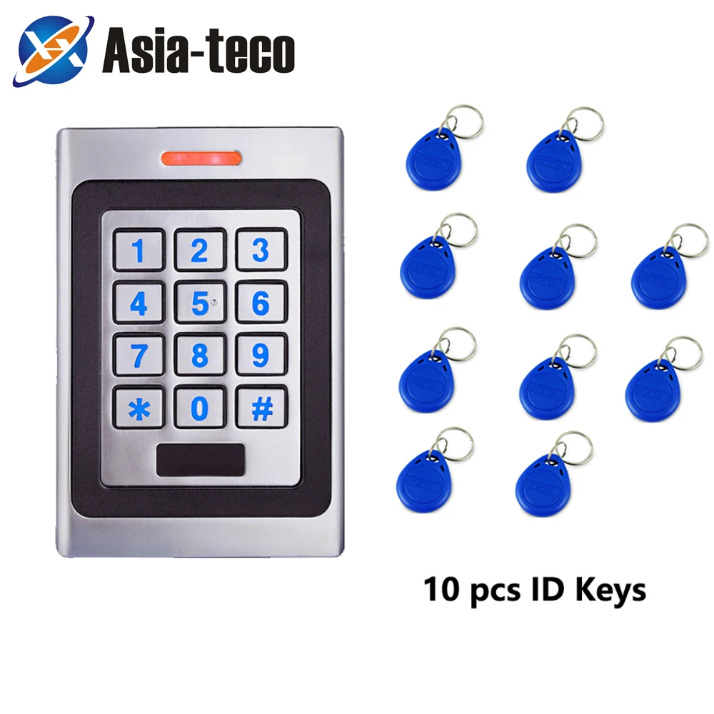 RFID Keypad Access Control System Kit Door Lock 125KHz EM Card IP67 Waterproof Metal Case Security Entry Door Reader Standalone - Цвет: AC and 10 blue key