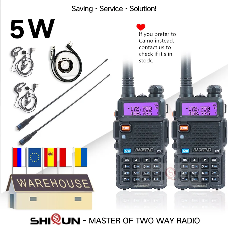 Портативная рация Baofeng UV-5R Pofung UV 5R 1/2 шт. 5 Вт VHF/UHF Любительское радио