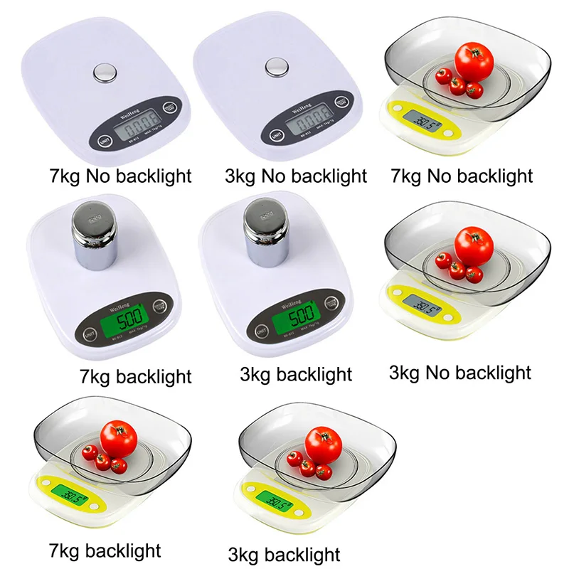 Три-точные цифровые весы светодиодный электронный Еда для выпечки Пособия по кулинарии Подсветка весы с дисплеем кг/3 кг/0,1 г 7кг/1г