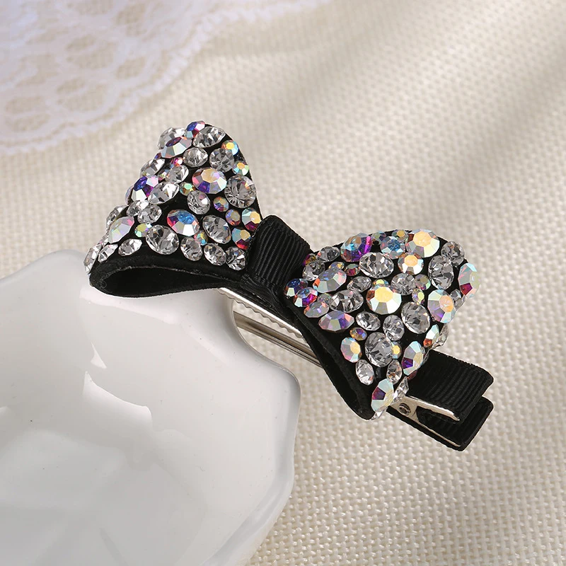 Корейские женские простые изысканные заколки-заколки с галстуком-бабочкой для милой девушки стильные яркие стразы головной убор аксессуары для волос - Цвет: White