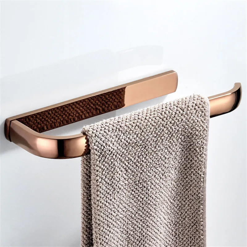 Tuqiu Towel Hanger Wall Mounted Rose Gold Towel Rack Bathroom Brass Gold Bar Rail White Holder
