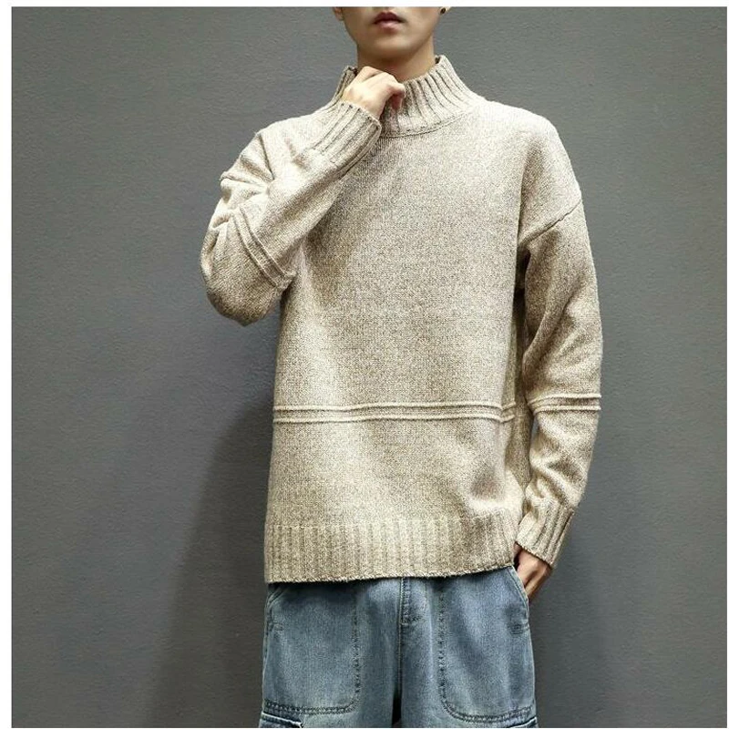 khahi sweater Babbytoro мужской свитер половина черепаха шеи трикотажный пуловер Рождественские свитера плюс размер 5xl 4xl M Pull Homme серый Khahi - Цвет: khahi sweater