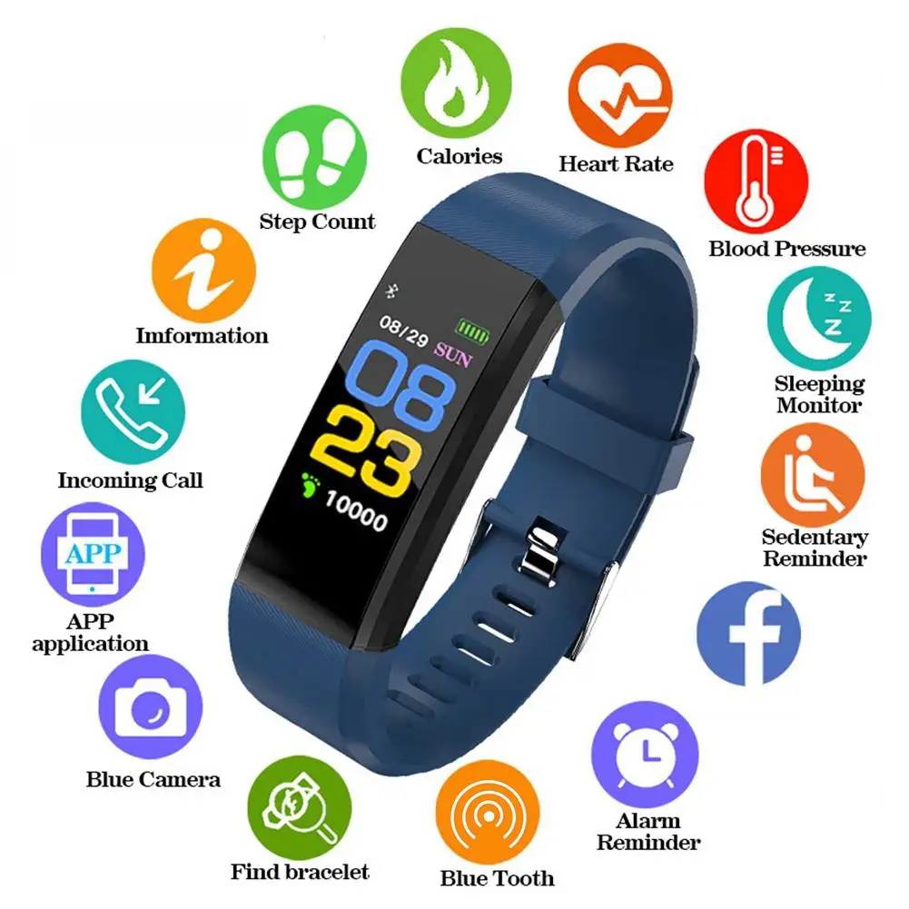 

ID115 Plus Color Screen Smart Band Wristband Bracelet Bluetooth Heart Rate Blood Pressure Monitor Fitness Tracker Smart Watch