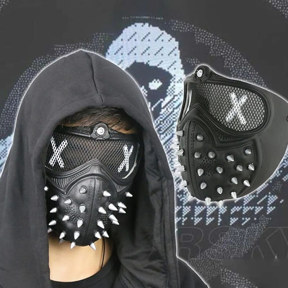 Хэллоуин панк дьявол косплей аниме сценическая маска призрак шаги уличные маскарадные маски смерти часы собака 2 заклепки маски для лица Вечерние