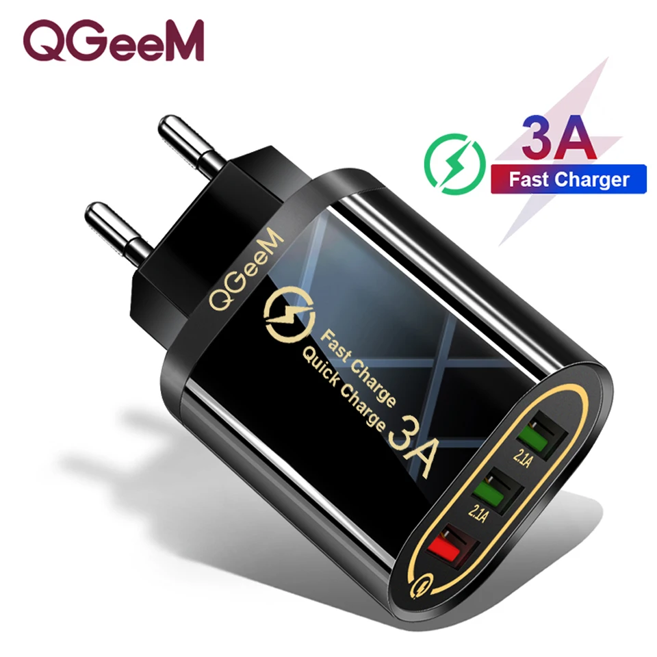 

QGEEM Quick Charge 3.0 3 USB Charger for iPhone Fast Charger for Xiaomi QC 3.0 Portable Phone Charger Charging Adapter