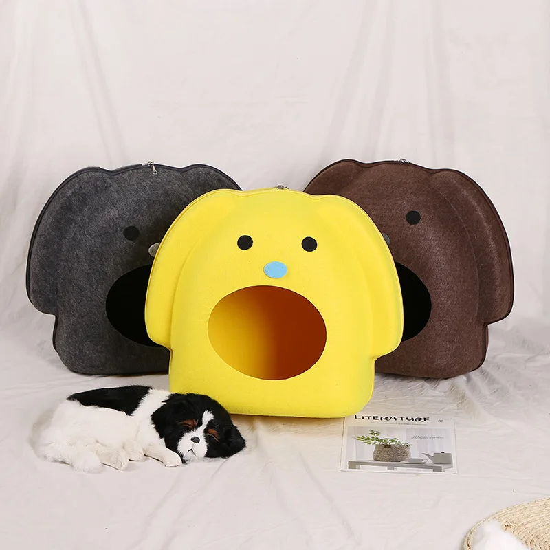Кошка форма собака Лежанка для кошки кошачья спальный мешок молния войлочная ткань зимний теплый домик для домашнего питомца все вокруг кошачье гнездо с Отделяемая подушка коврик