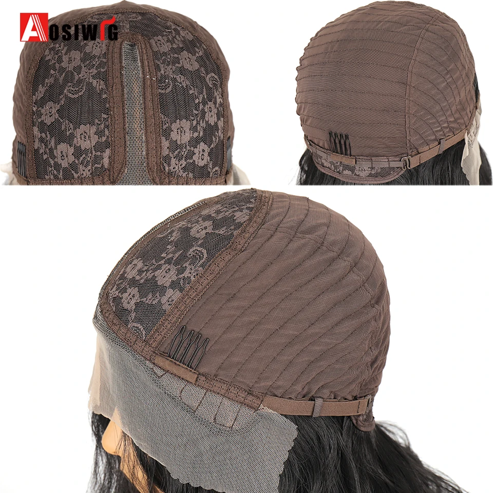 Curto em Linha Resistente ao Calor Peruca de Renda Aosiwig Cabelo Reta Peruca Senhora Naturalmente Sintético Fechado Festa Uso Diário Bob 7 peruca senhora naturalmente sintético resistente ao calor