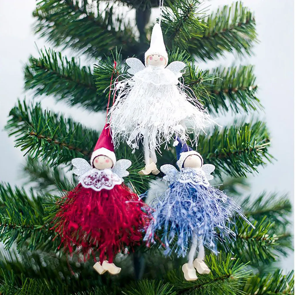 

Lovely Christmas Tree Decorations Woolen Yarn Angel Doll Pendant Hanging Party Cute Angel Pendant L*5